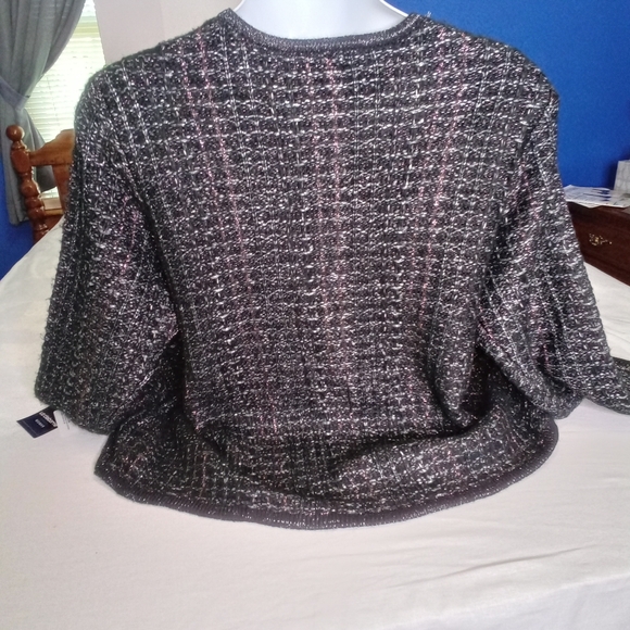 Liz Claiborne Women's Hook/Eye Open Cardigan Sweater Black Multi Size 1X NWT $64 - Picture 5 of 10